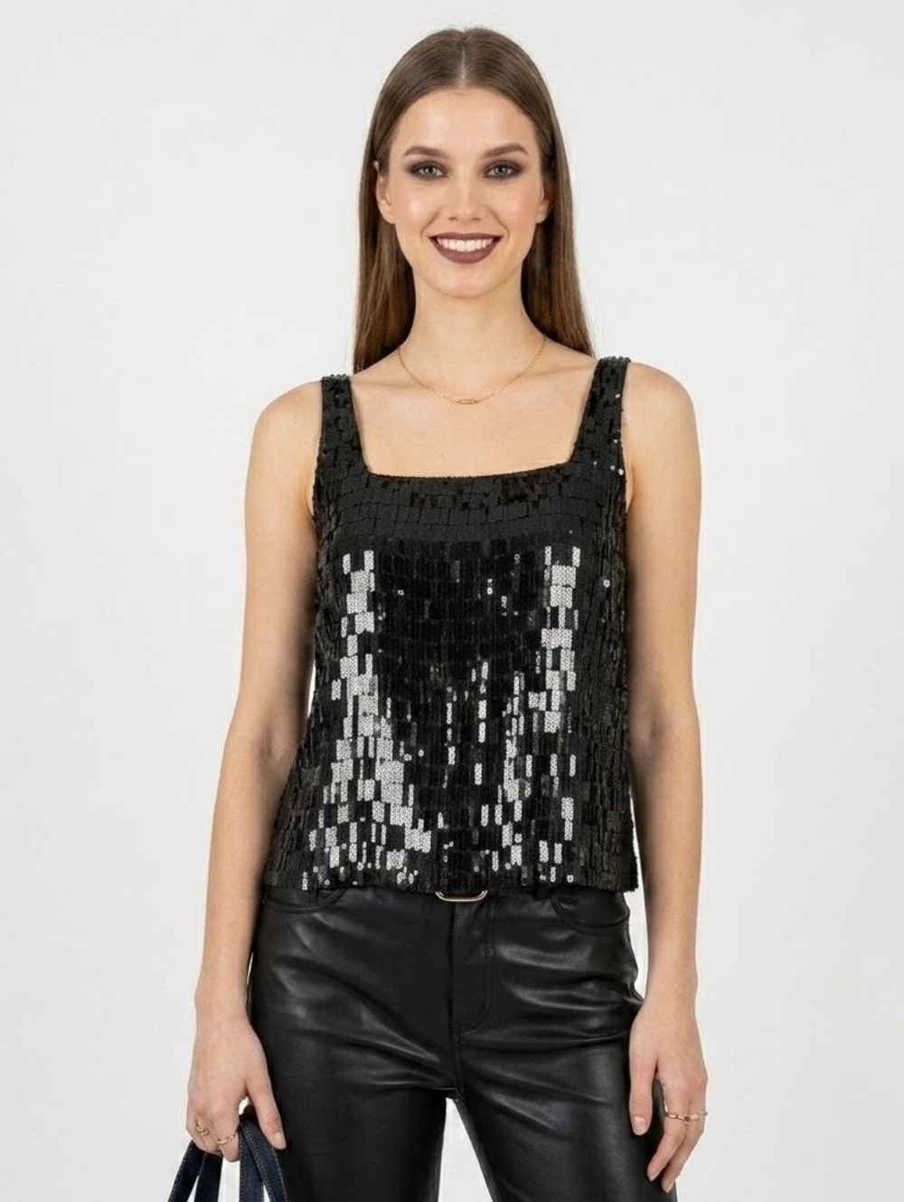 Rena Rowan Black Sequin Tank Top - Size 10
